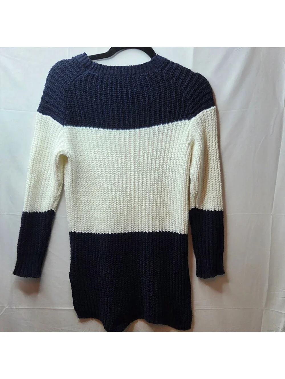 J.Crew Colorblock Ribbed Knit Crewneck Sweater Navy Cream XXS